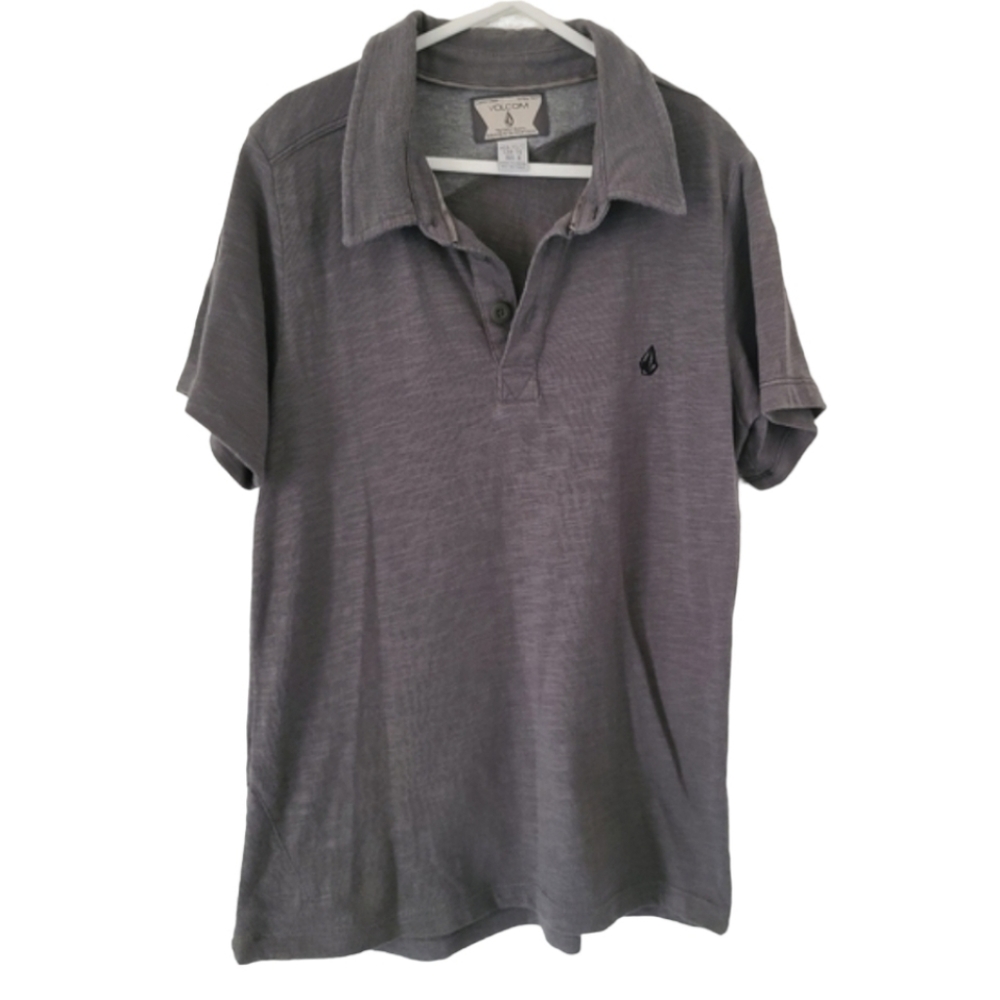 Volcom Heathered Gray Short Sleeve Polo Shirt Top Boys XL 7 Skate Surf